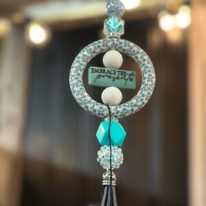 Embrace The Present.. & Create a Bright Future. Cross Beaded Silicone Car Charm